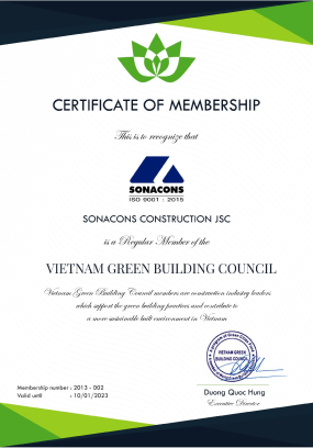 Giấy chứng nhận Hội viên của Hội đồng công trình xanh Việt Nam